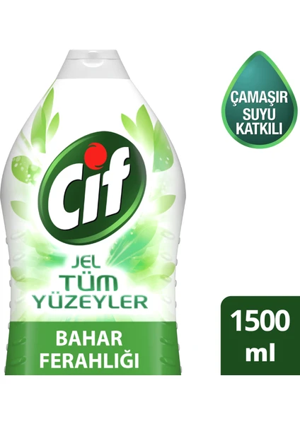 Jel Yüzey Temizleyici Tüm Yüzeyler İçin Çamaşır Suyu Katkılı Bahar Ferahlığı 1500 ML