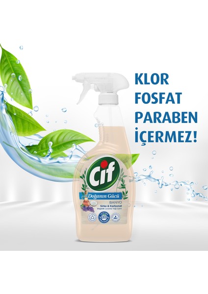 Doğanın Gücü Sprey Temizleyici Banyo İçin Sirke Karbonat Organik Lavanta Yağı İçerir 750 ml