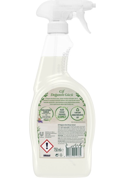 Doğanın Gücü Sprey Temizleyici Banyo İçin Sirke Karbonat Organik Lavanta Yağı İçerir 750 ml