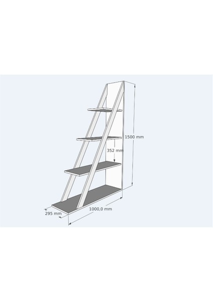Arven 4 Raflı Modern Kitaplık, Antrasit - Arven
