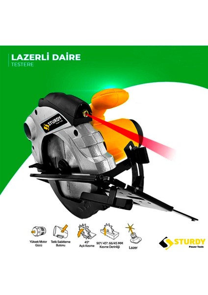 Power Tools Japon Technology 1800 WATT Sjs Metal Şanzuman Daire Testere Elmas Ağızlı + 185 mm Bıçak