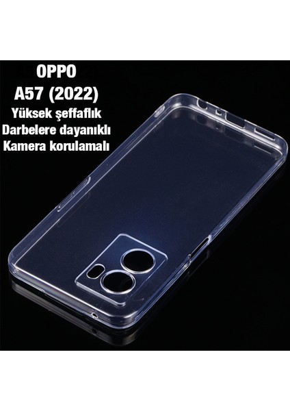 Oppo A57 (2022) Kılıf Kamera Korumalı Ultra Ince Şeffaf Silikon Kılıf fiyatları
