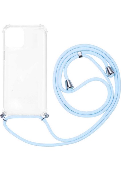 Apple iPhone 14 Plus 6.7'' Boyun Askılı Şeffaf Tank Kılıf Mavi