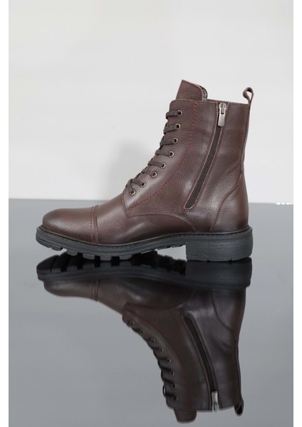 1350 Deri Fermuarlı Erkek Spor Bot - NKT01350-KAHVERENGI-43 fırsatları