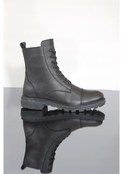 1350 Deri Fermuarlı Erkek Spor Bot - NKT01350-SIYAH-44 modelleri
