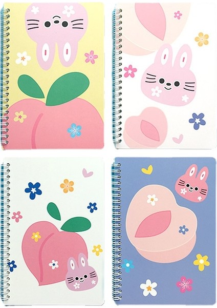 A5 Bobin Defter Sevimli Karikatür Spiral Yan Çevirme Not Defteri Yatay Çizgi Kitap Kalınlaştırılmış Çift Bobin Çalışma Defteri (Yurt Dışından)