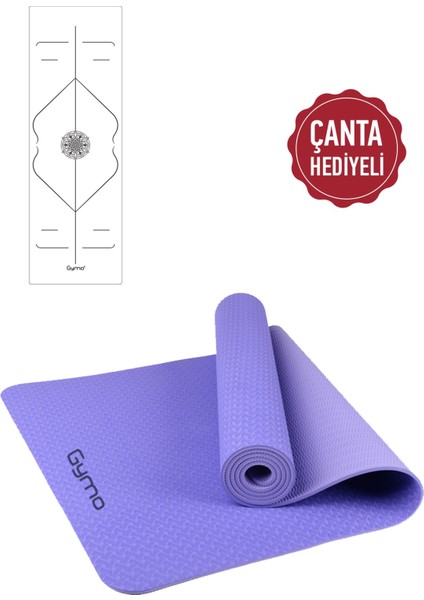 Hizalamalı 6mm Tpe Yoga Matı Pilates Minderi Lila