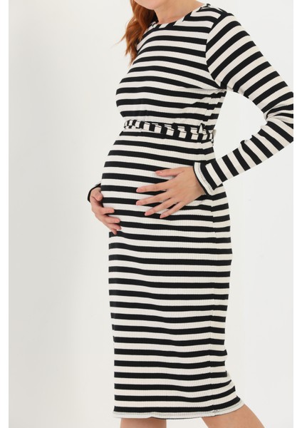 Pamuk Lycra Kumaş Bağcıklı Hamile Elbise