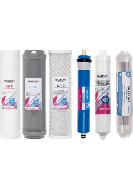 10 Inç Açık Kasa Su Arıtma Cihazı Tam Set (6 Filtre) Detoks Filtre Ilaveli