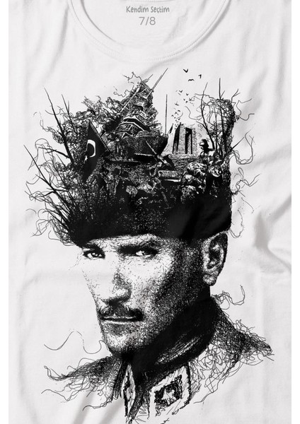 Atatürk Çanakkale Silüet Tipografi Mustafa Kemal Cumhuriyet Baskılı Çocuk T-Shirt
