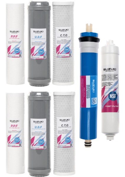 10 Inç Açık Kasa Su Arıtma Cihazı 1 Yıllık Tam Set Filtre Takımı (8 Filtre)