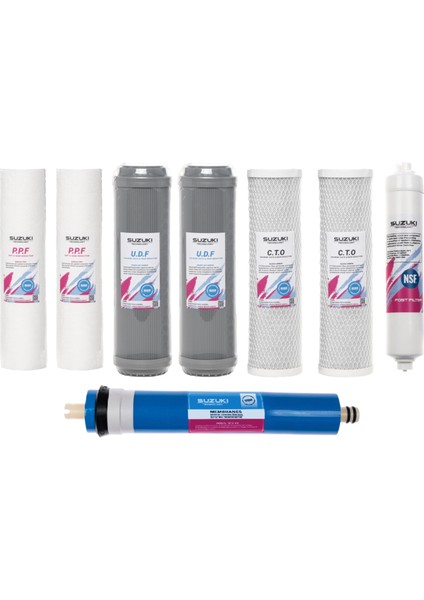 10 Inç Açık Kasa Su Arıtma Cihazı 1 Yıllık Tam Set Filtre Takımı (8 Filtre) modelleri