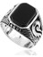 Gümüş Siyah Taşlı Erkek Yüzük 1