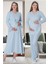 1519 Mavi Lohusa Sabahlık Gecelik Pijama Set 1