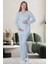 1519 Mavi Lohusa Sabahlık Gecelik Pijama Set 2