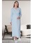1519 Mavi Lohusa Sabahlık Gecelik Pijama Set 3