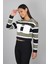Baskılı Çizgi Desenli Bisiklet Yakalı Cepli Crop Sweatshirt 2