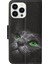 Iphone 14 Pro Max 3D Renkli Çizim Flip Deri Telefon Kılıfı (Kara Kedi) 3