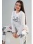 Kadın Polar Uzun Kol Beyaz Pijama Takımı 203042-0356 2