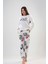 Kadın Polar Uzun Kol Beyaz Pijama Takımı 203042-0356 4