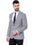 Siyah Mavi Ekose Desenli Slim Fit Ceket 3