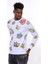 Beyaz Baskılı Taşlı Bisiklet Yaka Sweatshirt 1
