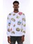 Beyaz Baskılı Taşlı Bisiklet Yaka Sweatshirt 3