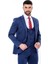 Lacivert Sivri Yaka Slim Fit Yelekli Takım Elbise 1