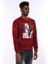 Bordo Taşlı Baskılı Sweatshirt 4