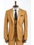 Düz Taba Sivri Yaka Slim Fit Yelekli Takım Elbise 1
