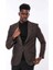 Kendinden Desenli Kahverengi Slim Fit Ceket 1