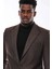 Kendinden Desenli Kahverengi Slim Fit Ceket 2