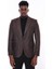 Kendinden Desenli Kahverengi Slim Fit Ceket 3
