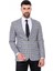 Siyah Mavi Ekose Desenli Slim Fit Ceket 4