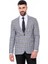 Siyah Mavi Ekose Desenli Slim Fit Ceket 5