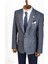 Kendinden Desenli Lacivert Slim Fit Yün Ceket 4
