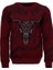 Bordo Taşlı Baskılı Bsiklet Yaka Sweatshirt 1