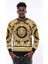 Siyah Üzerine Taşlı Baskılı Bisiklet Yaka Sweatshirt 1