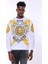 Beyaz Baskılı ve Taşlı Bisiklet Yaka Sweatshirt 1