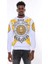 Beyaz Baskılı ve Taşlı Bisiklet Yaka Sweatshirt 3