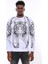 Beyaz Baskılı ve Taşlı Bisiklet Yaka Sweatshirt 5