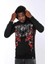 Siyah Kapşonlu Baskılı Sweatshirt 1