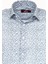 Beyaz Üzerine Mavi Çiçek Desenli Slim Fit Gömlek 3