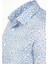 Beyaz Üzerine Mavi Çiçek Desenli Slim Fit Gömlek 4