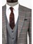 Ekose Desenli Gri Slim Fit Takım Elbise 2
