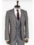 Ekose Desenli Gri Slim Fit Takım Elbise 3