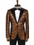 Desenli Slim Fit Kahverengi Smokin Ceket 1
