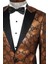 Desenli Slim Fit Kahverengi Smokin Ceket 2