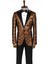 Desenli Slim Fit Kahverengi Smokin Ceket 3