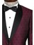 Bordo Beşgen Desenli Smokin Ceket 2